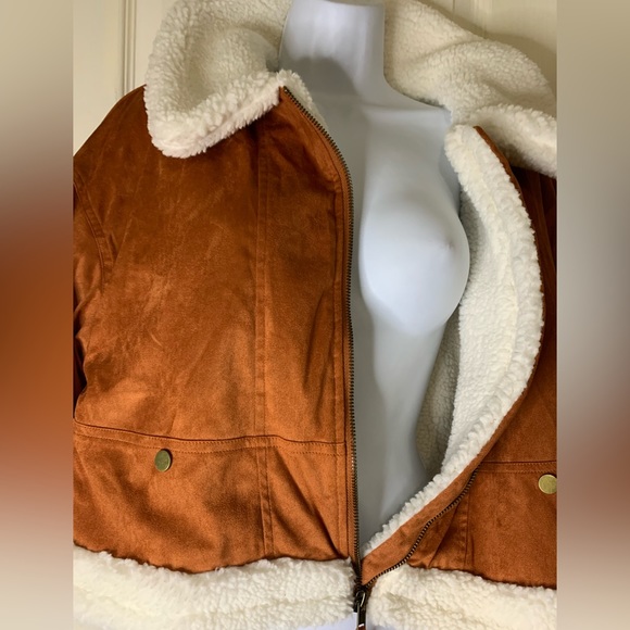 Winter Jackets Sherpa Lined Oversized Zip Up Half Sleeve Lapel Poncho coat. - Picture 9 of 9